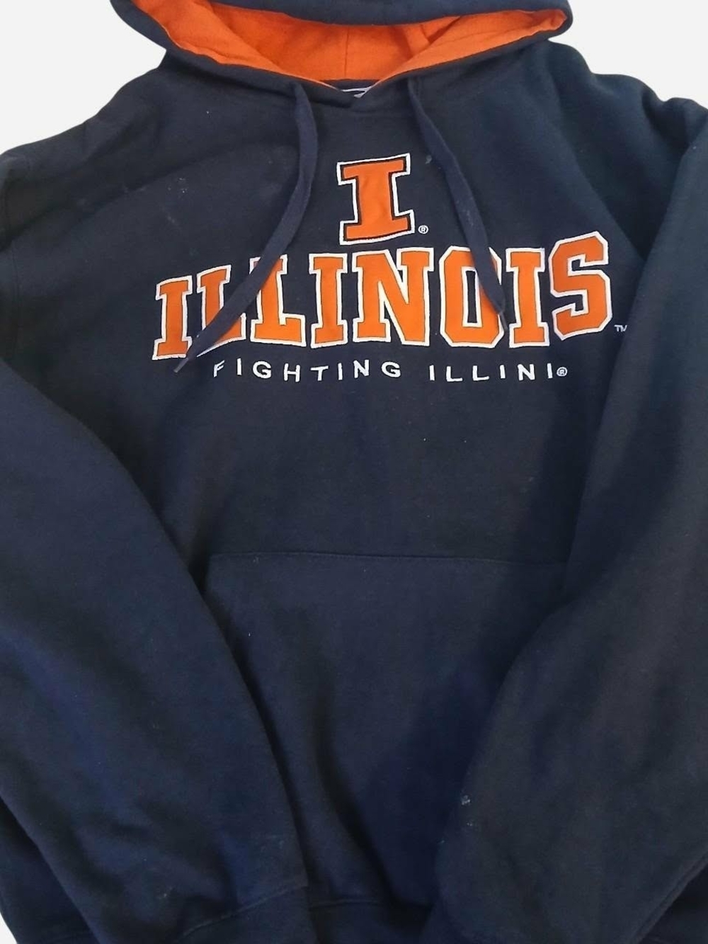 Stadium Athletics Navy and Orange Illinois Crewneck Hoodie
